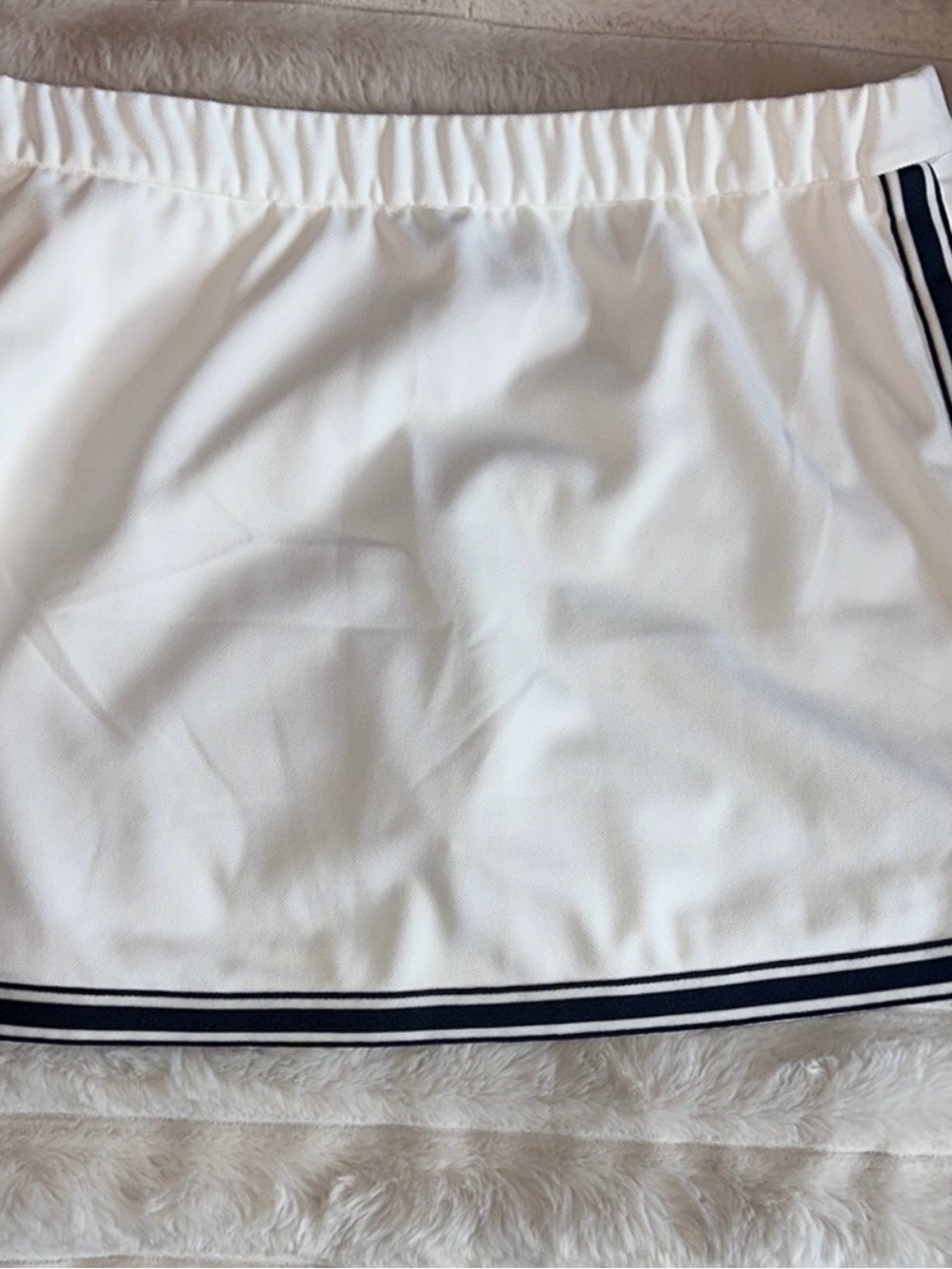 Tory Burch White Skort with Navy Blue Stripe Border. Never worn.